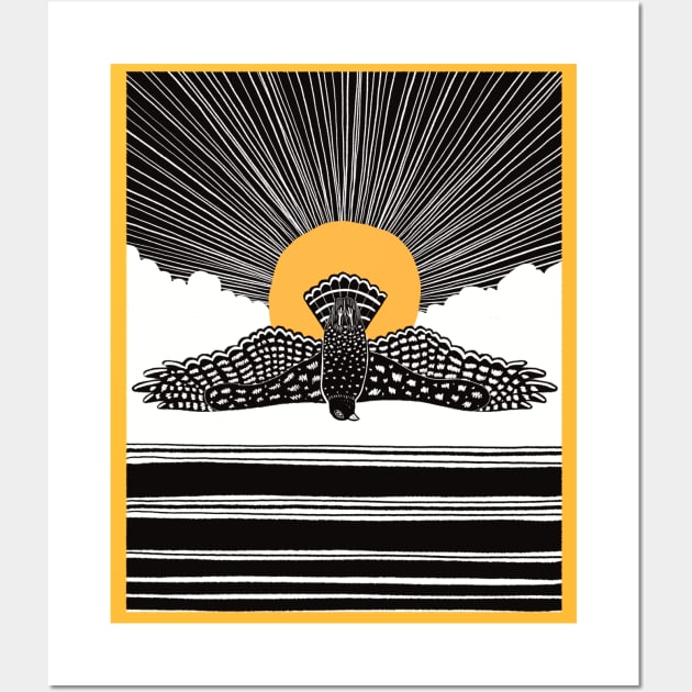 Hawk and Yellow Sun Wall Art by ninamgarcia